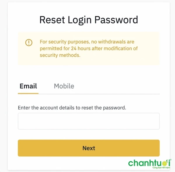 Thiết lập lại mật khẩu